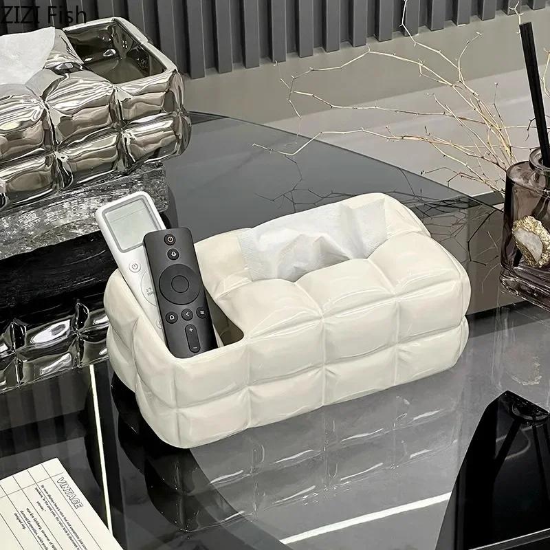 Creative Rectangular Bread Shaped Tissue Box Coffee Table Desk Decoration Ceramic Tissue Box Bedside Table Paper Towel Case
