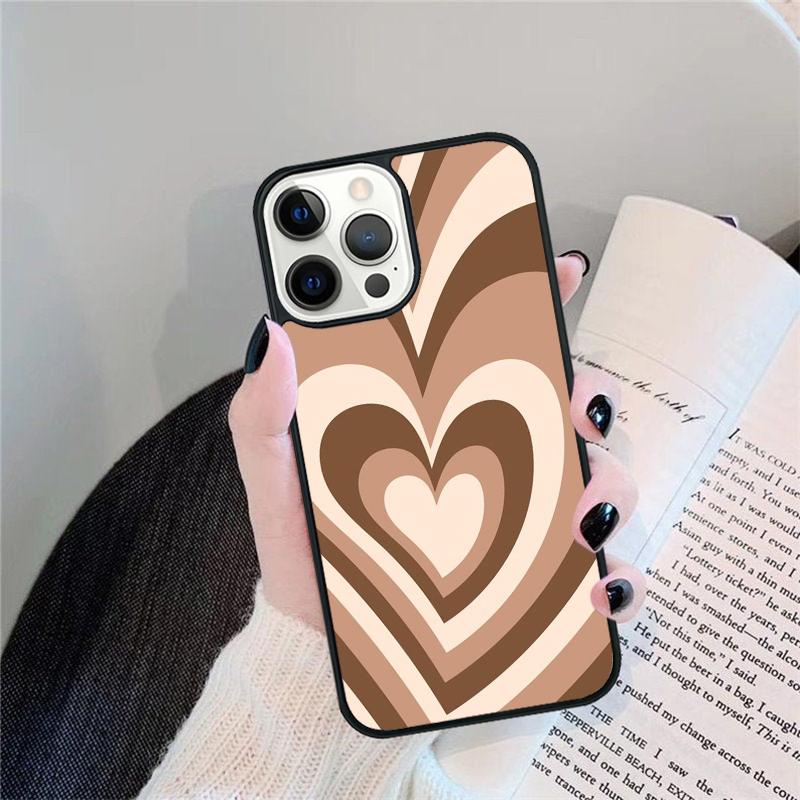 Latte Love Braunes Herz Ästhetische Handyhülle Für iPhone 17 Air 16 15 14 plus 12 13 Pro max Hülle Cover coque