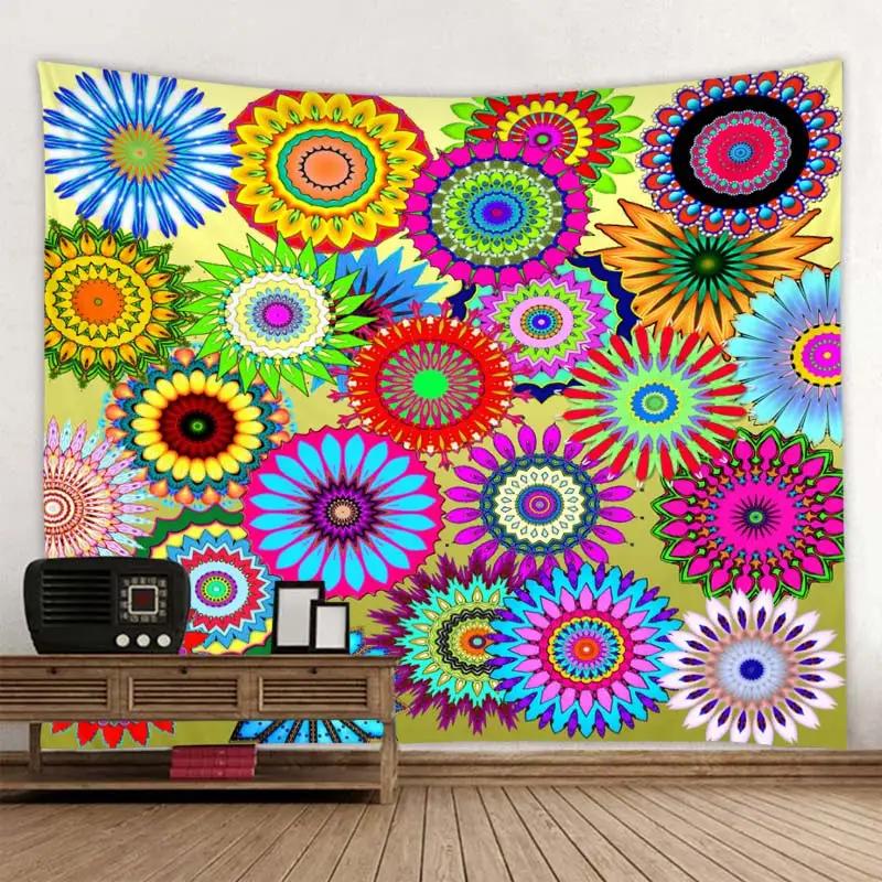 Boho Mandala Tapestry Multicolor Floral Wall Hanging Geometric Pattern Tapestries For Home Living Room Bedroom Couch Blanket