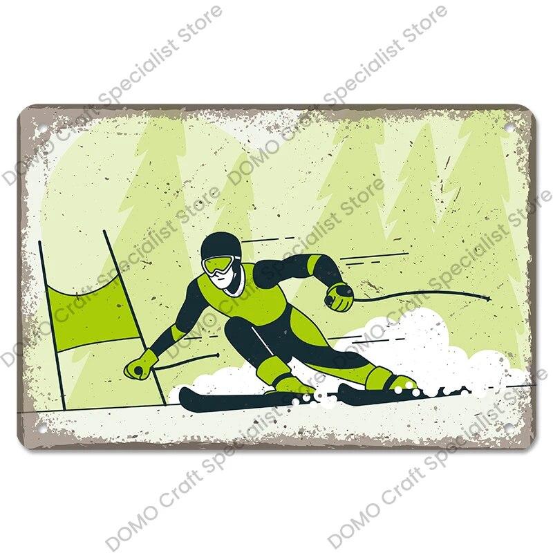 

Лыжные плакаты, винтажная металлическая жестяная вывеска, зимние игры, ретро-тарелка, металлические вывески для лыжного клуба, бара, паба, домашний настенный декор 20X30 см 20x30cm