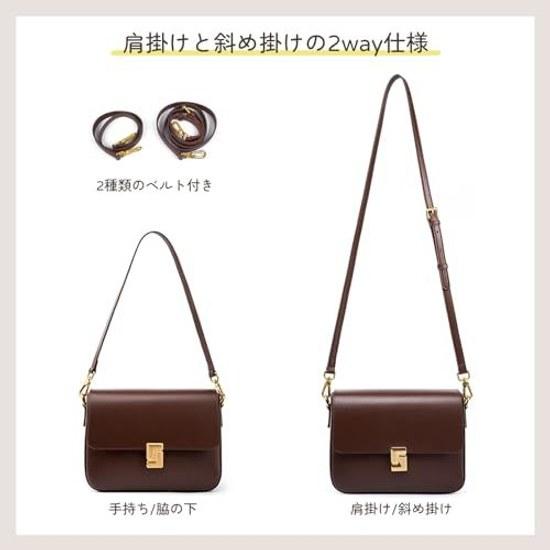 MFFOR Shoulder Bag Genuine Leather Womens Compact Comes 2 Straps 450g Lightweight Can Fit Long Wallet High-Quality Appearance