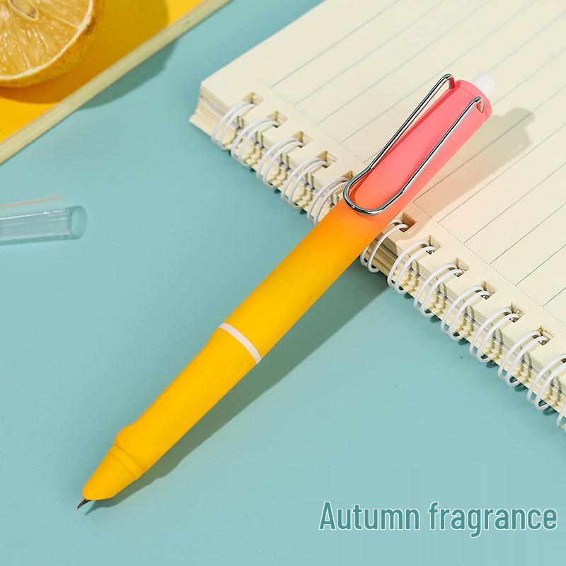 Refillable Ergonomic Fountain Pen for Students - Transparent Colored Plastic Design