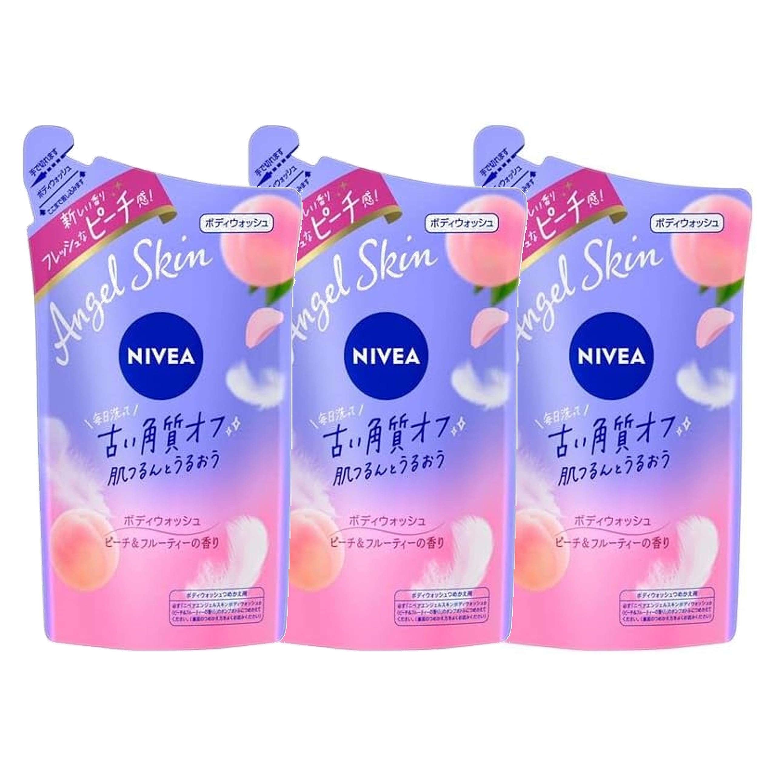 

Nivea Angel Skin Body Wash Peach Fruity Scent Refill 360ml 3 Bag Set &