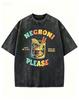 2026 New Vintage Washed Black Tshirt Retro Cocktail Negroni Print Casual Short Sleeve Tee