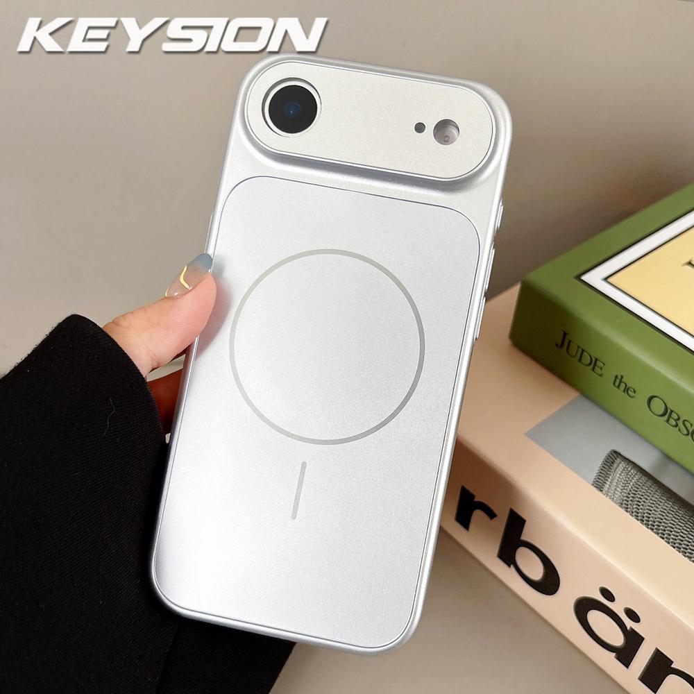 KEYSION Originale matte Glas Handyhülle für MagSafe für iPhone 13 14 15 16 17 Pro Max 17 Air Magnetische Kabellose Lade Panzerabdeckung