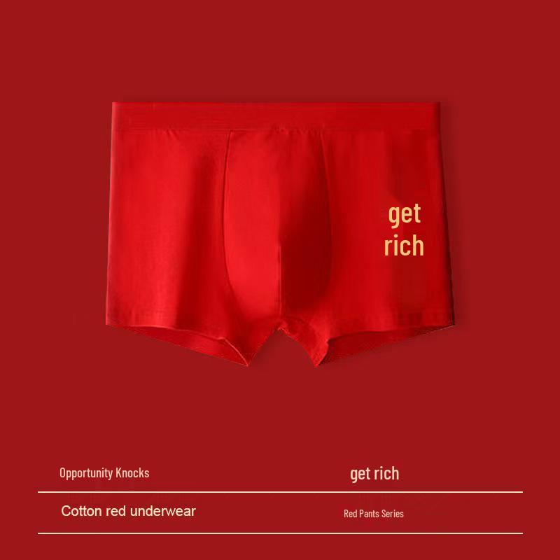 Big Red Men's Mid-Waist Boxer Briefs: Breathable, Comfortable, and Sweat-Absorbent Wedding Shorts