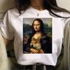 Lustiges Mona Lisa Bild T-Shirt Damen Spoof Grafik T-Shirts Humorvolle Streetwear Tops Sommer Y2k Damen Bluse Kawaii Kleidung