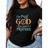 Womens Answers Prayers Graphic Cotton T Shirt Cross Design Loose Fit Short Sleeve Round Neck Breathable Summer Daily Party Wear Machine Washable