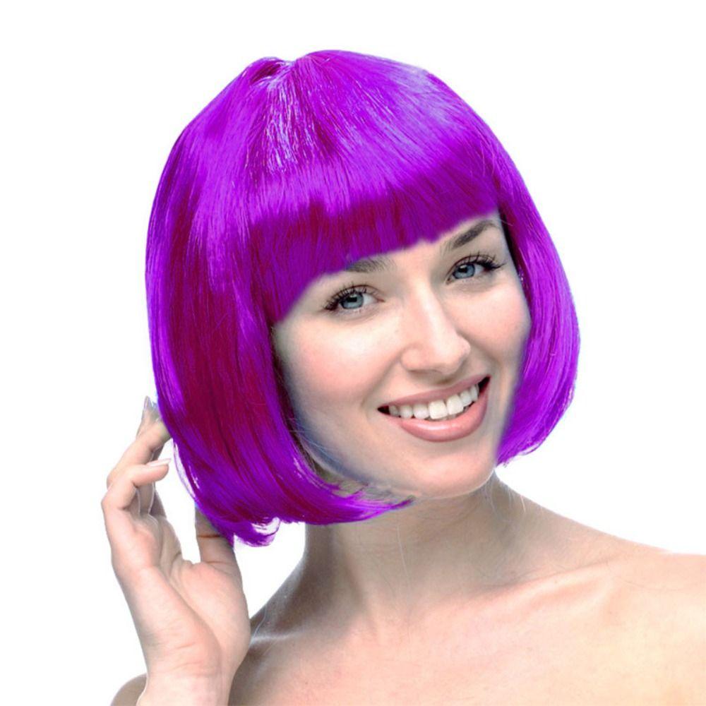 Funny Women Bobo Wig Pink Short Straight Hair Cosplay Party Bob Hair  Makeup Party