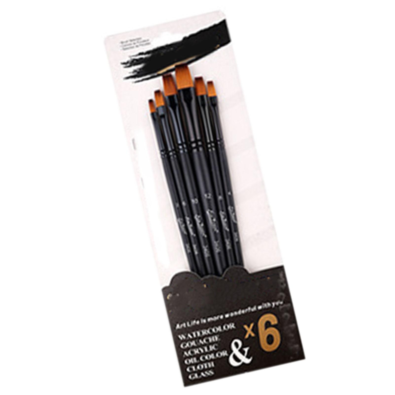 

Набор из 6 акриловых кистей с мягкой нейлоновой щетиной, многоцелевые профессиональные акварельные кисти