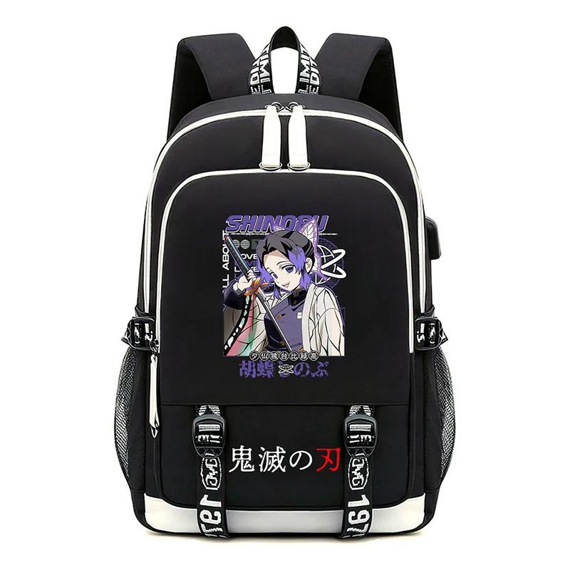 Animation Schoolbag Demon Slayer Cross-border Trend USB Large-capacity Student Spine Backpack