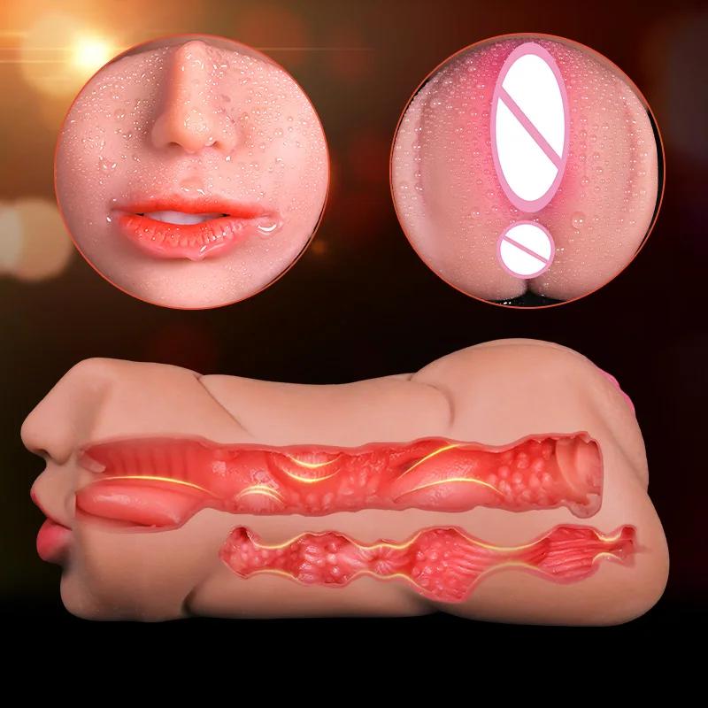 3 IN 1 Artificial Vagina for Men Masturbator Cup Deep Throat Real Oral Male Masturbation Blowjob Anal Clit Silicone Sex Toys 18+