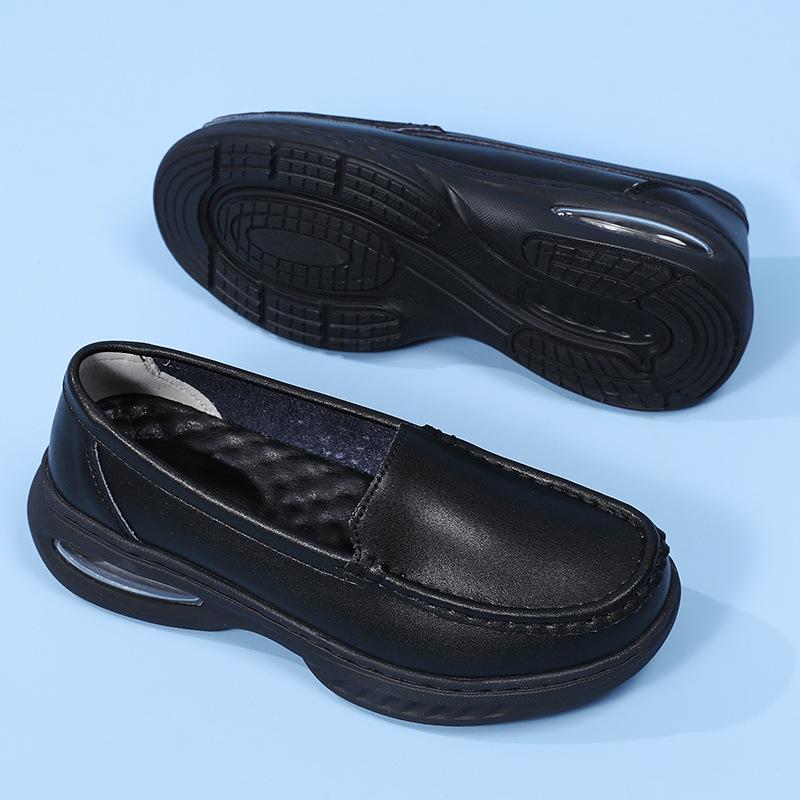 

Женские рабочие туфли для медсестер на платформе, удобные дышащие нескользящие кроссовки, повседневная кожаная обувь для медсестер, легкие прогулочные мокасины для женщин 41 чёрный