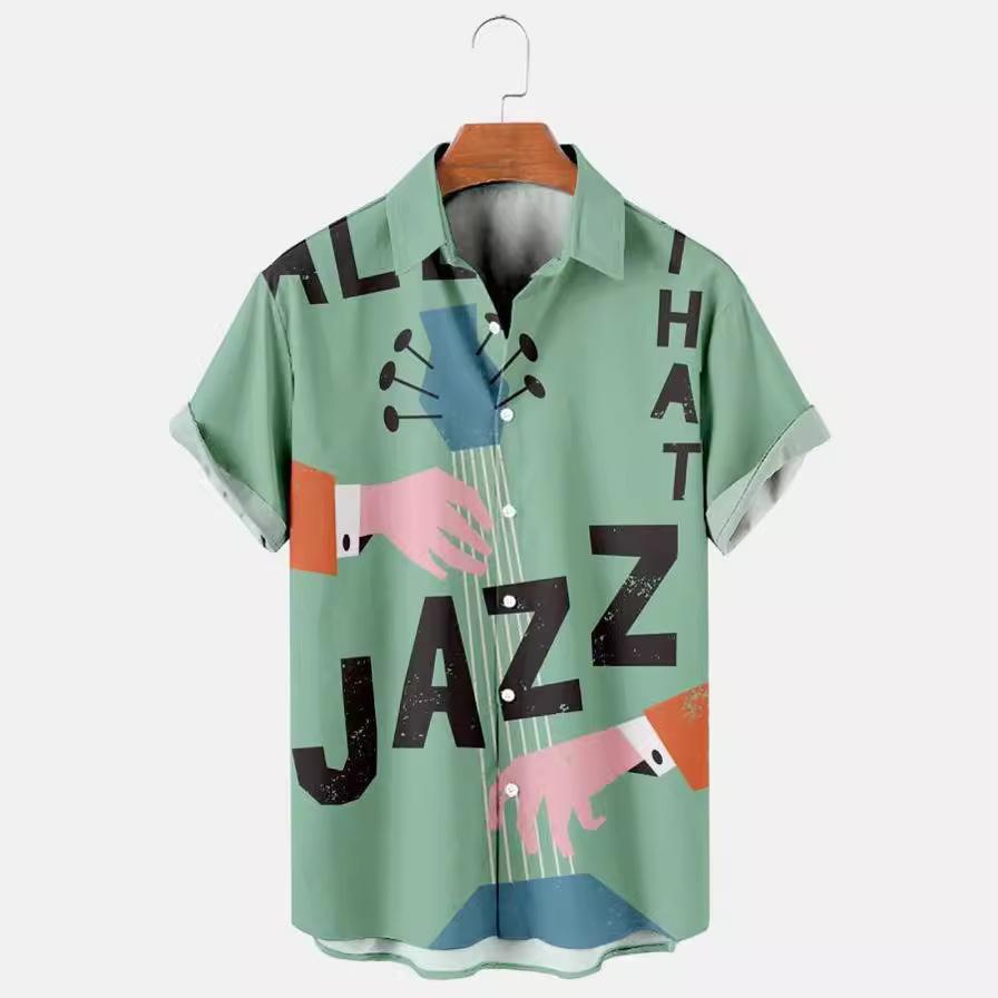Summer Large Size Men's Casual Fashion 3D Digital Printing Short Sleeve Shirt Men's