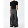 Blaexit Old Money Style A-Line Pleated Dress Pants for Men, Cleanfit Casual Loose Wide-Leg Black Scimitar Trousers