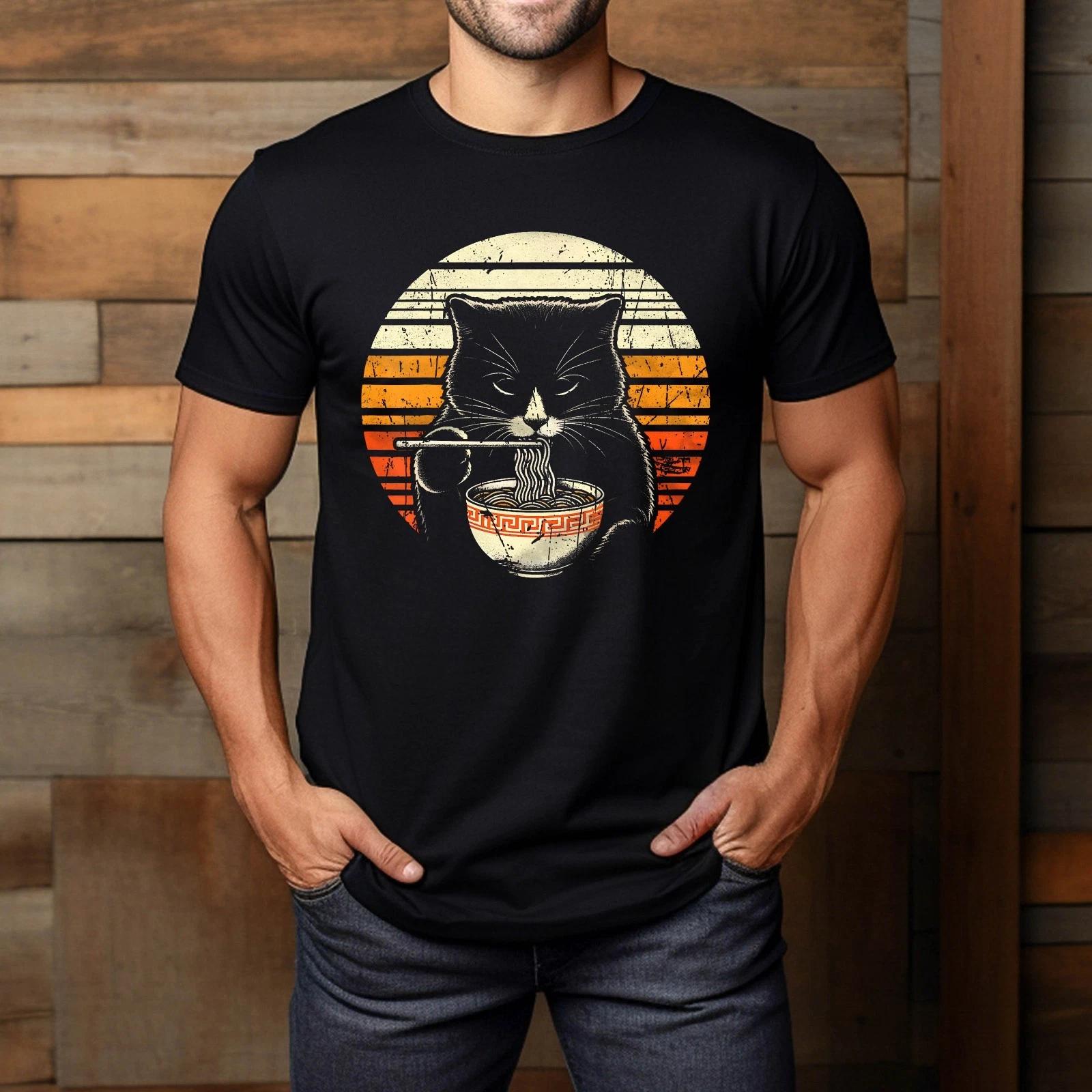 Anime Ramen Cat Retro Japanese Noodles Kawaii Cats T-Shirt 3XL