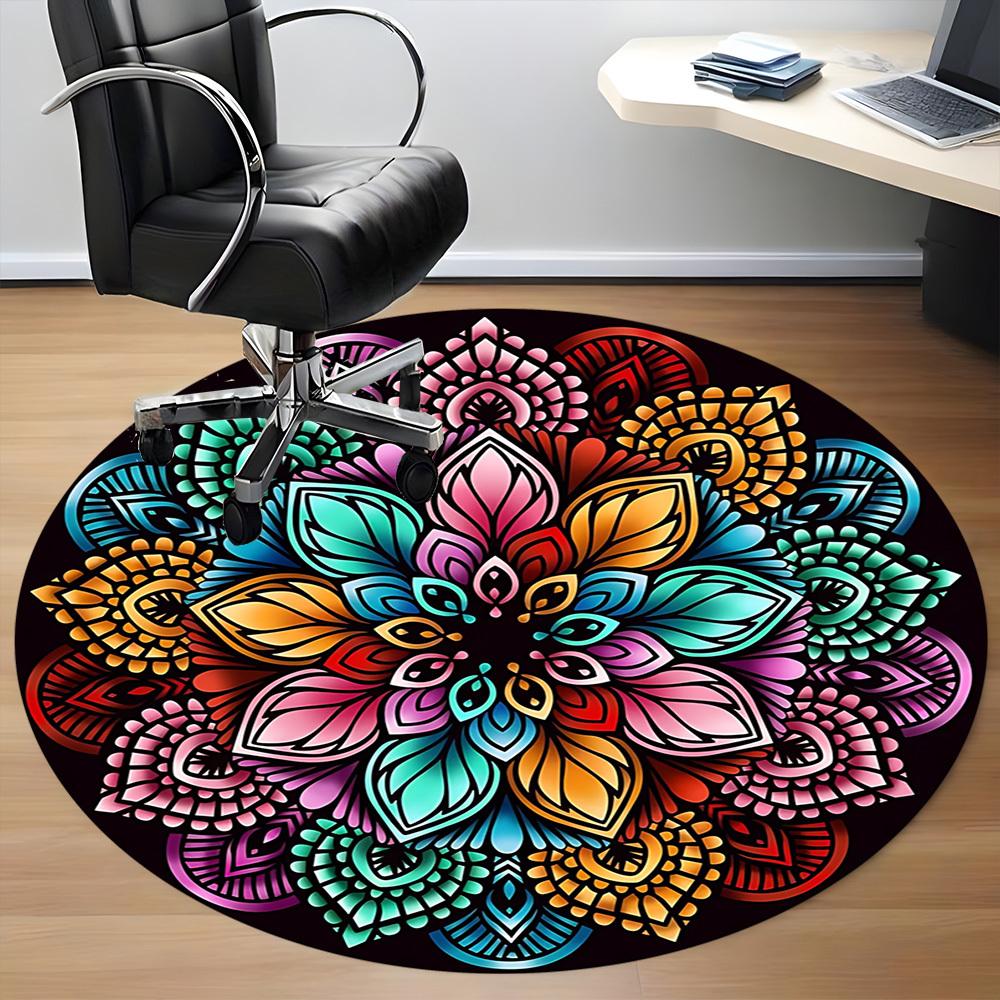1 Stuhlteppich mit Mandala-Muster für Büro, weich, rutschfest, aus Polyester, geeignet für Büro, Eingangsbereich, Wohnzimmer, Schlafzimmer