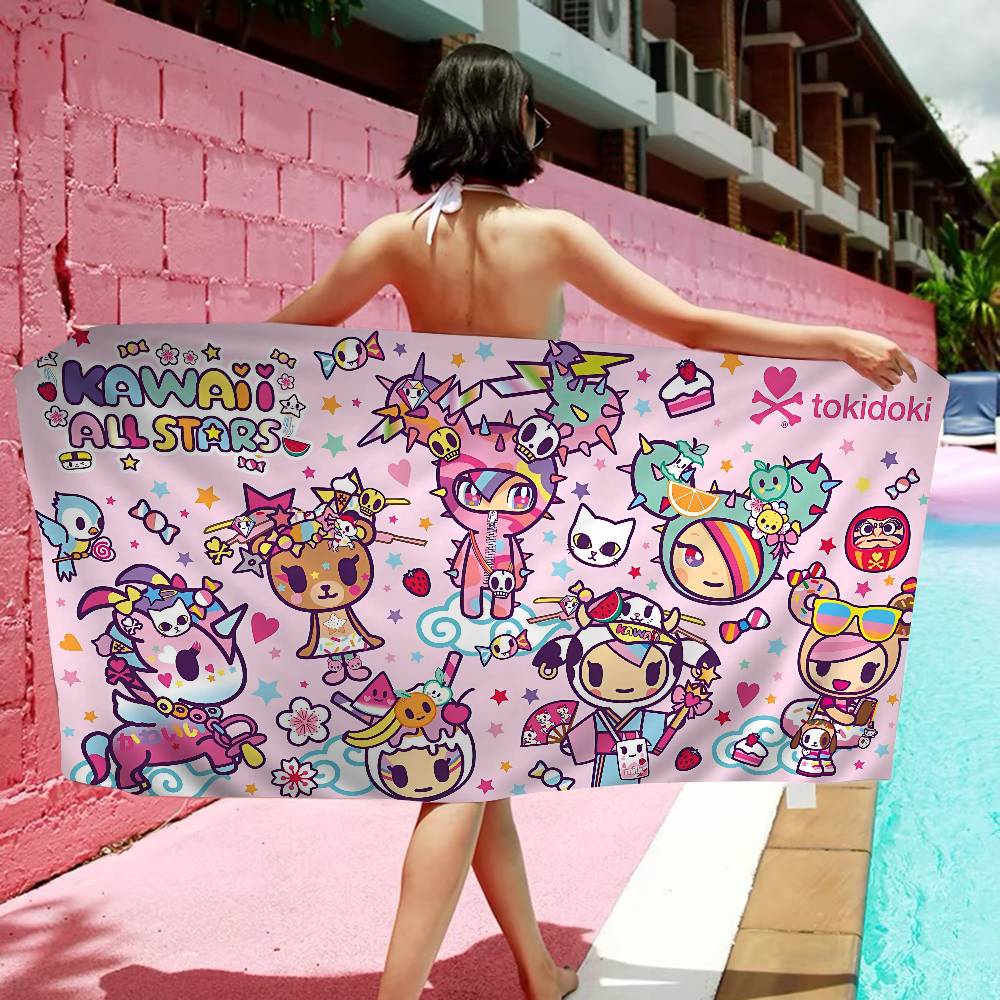 Kawaii T-Tokidoki Anime Beach Towel Colorful Bath Towels For Girl Microfiber Quick Dry Sand Free Beach Yoga Spa Gym Pool