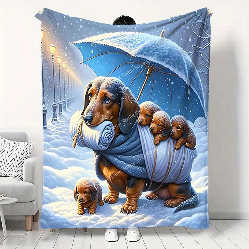 puppies in the snow Printed Blanket Children Adult Blanket Soft Warm Bedding for Bed Sofa Outdoor Travel Cover Blanket Cobertor