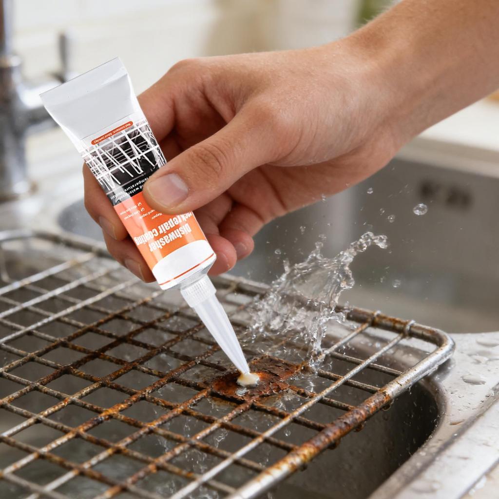 50ml Dishwasher Rack Coating Repair Long-Lasting Coating Gel with 2 Brushes for Home Kitchen Ovens Frying Quick-Dry Strong