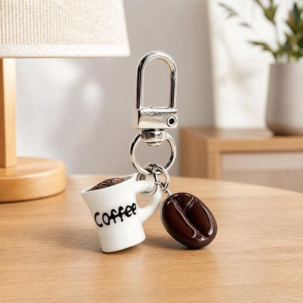 Simulation Coffee Cup Keychain Miniature Realistic Coffee Pendant  for Luggage Zippers
