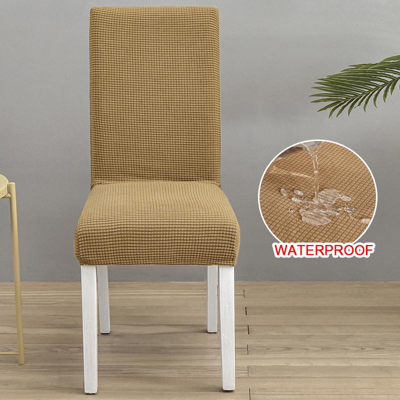 Waterproof Jacquard Chair Cover For Dining Room Thick Fabric Chair Slipcover Protector Washable Seat Cover For El Banquet 1Pc