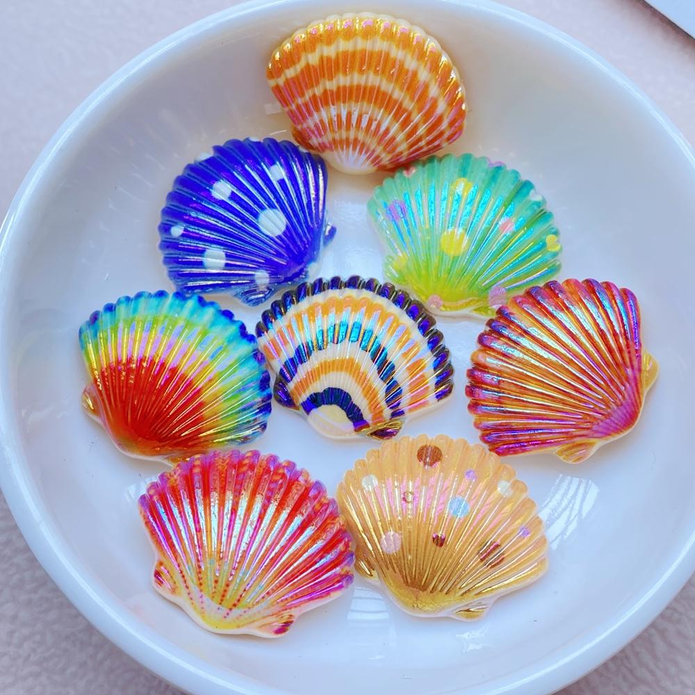 10Pcs New Cute Resin Cartoon Colorful Shells Series Flat Back Scrapbooking DIY Jewelry Craft Decoration Accessories