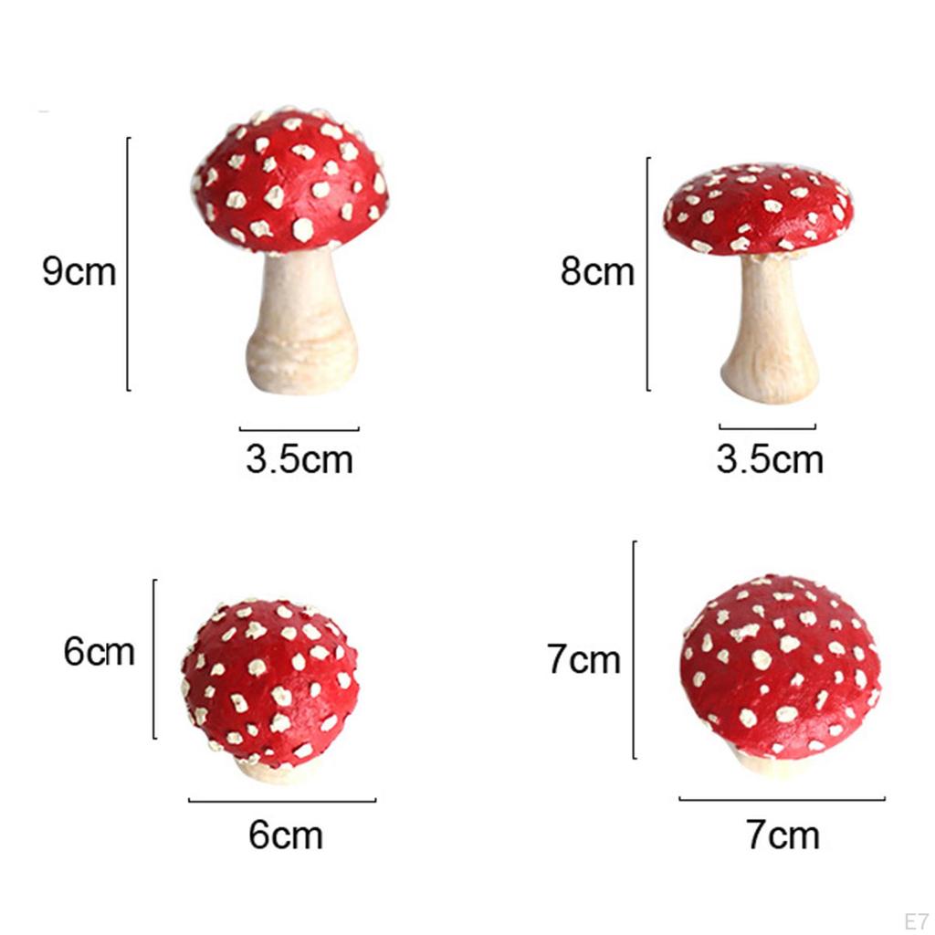 Cute Mushroom Figure, Statue, Waterproof, , Mini Colorful Creative W/ Base Figurine for