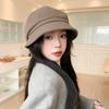 Autumn and winter hat women's big head circumference shows face small octagonal hat advanced temperament bucket hat versatile basin hat
