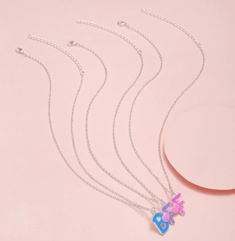 3 szt./zestaw Naszyjnik dla najlepszej przyjaciółki Wisiorek z literami BFF Naszyjniki BFF Choker przyjaźni Dla kobiet Dziewcząt Sióstr Łańcuszki Prezent