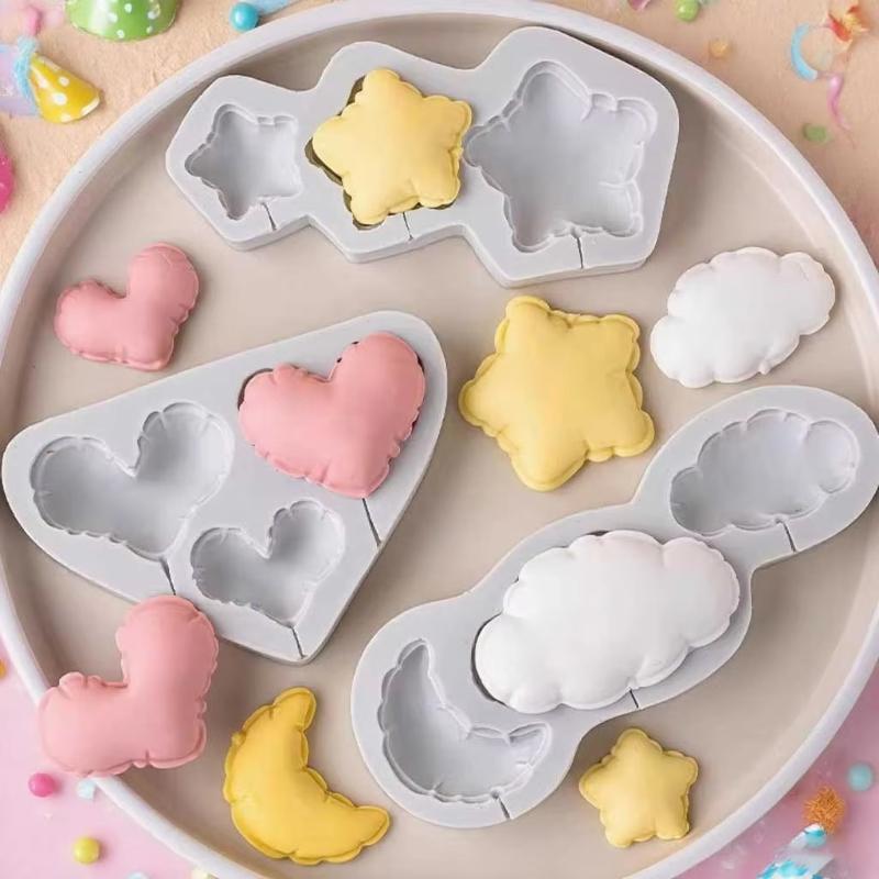 3 Set Balloon Shape Cloud, Heart, Star Silicone Mold, a Birthday Atmosphere Shape Creation Mold