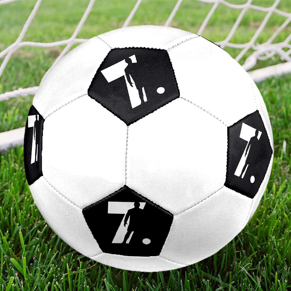 1pc Soccer Player Silhouette Soccer Ball Size 5 Football Machine Sewn Indoor/Outdoor Universal Football Q26 Size 5