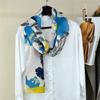 53*170cm High-grade 100% Mulberry Silk Thin Long Scarf Printed Shawl Neckerchief Gift for Women