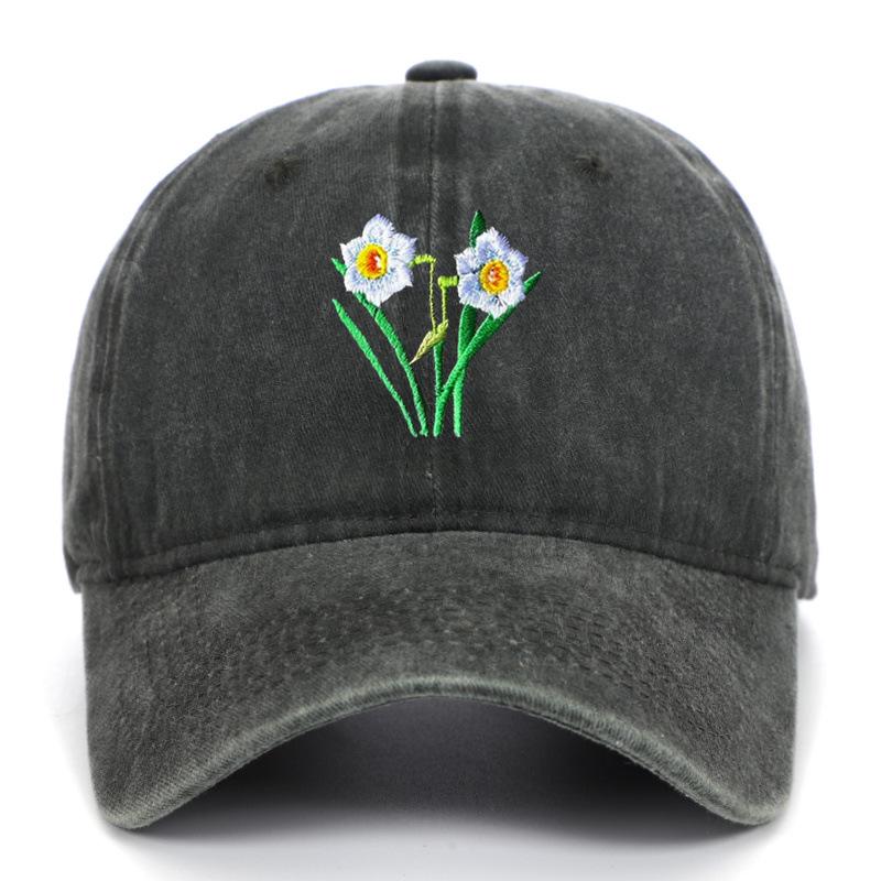 Men's Retro Washed Cotton Embroidered Distressed Dad Baseball Cap with Soft Brim