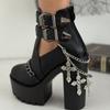 Punk Style Metal Cross Pendant Anklet, Dark Lolita Double Chain Shoe Chain Pendant.
