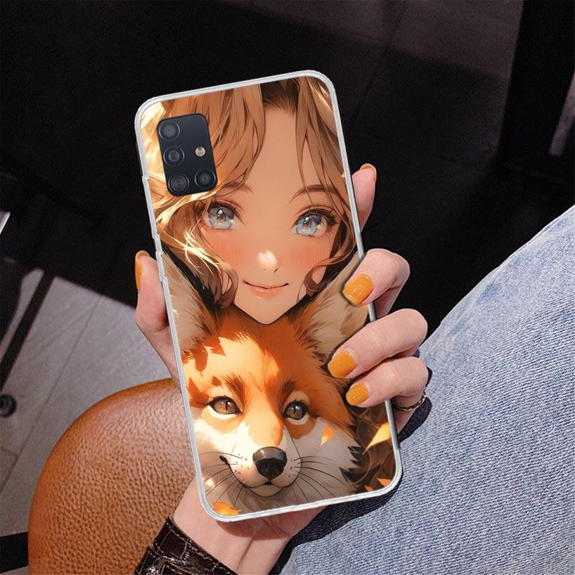 Cute Anime Ins Girls Animal Cat Phone Case For Samsung Galaxy A52 A32 A22 A12 A51 A31 A50S A30S A20S A10S Note 20 Ultra 10 Plus