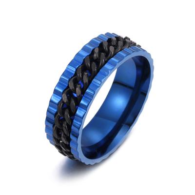Kräftiger Hip-Hop Mode Ring aus Edelstahl für Herren mit einzigartigem Kettendesign, Langlebig & Stilvoll