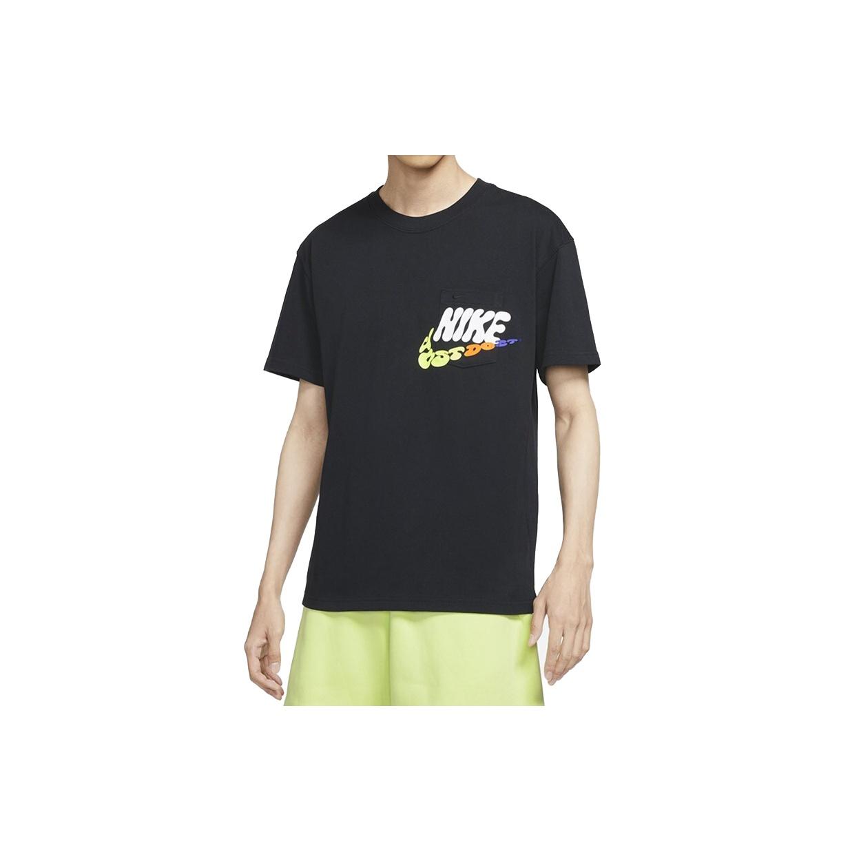 Nike Sportswear Pocket Logo Printing Sports Round Neck Short Sleeve Black Men s DJ1344-010 S