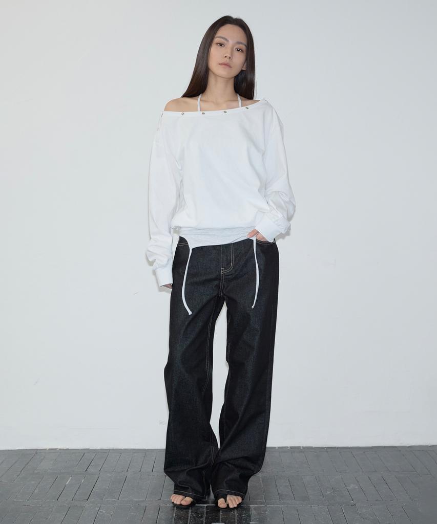 Inegi Eyes Boat Neck Long Sleeve (White)