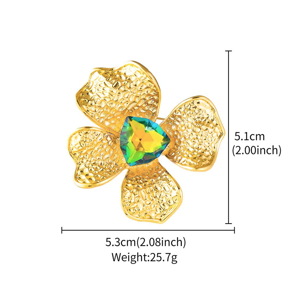 Premium Sense Metal Flower Brooch Clothing Summer Women's Bag Decoration Pendant Hat Fixing Pin Wholesale Jewelry