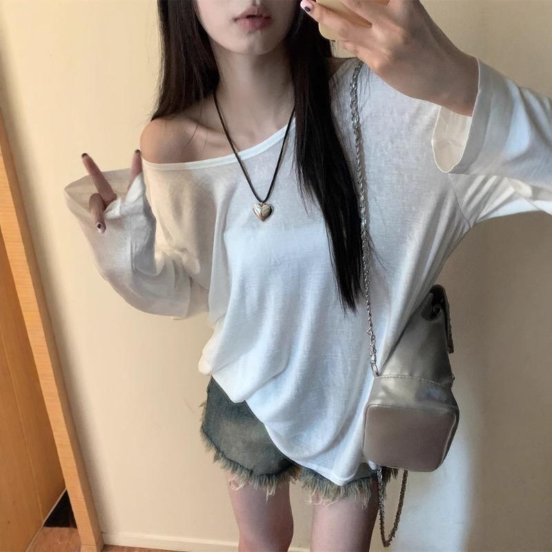 Chiffon Shirt Sunscreen Clothing Summer New Thin Micro-transparent Loose Pullover Air Conditioner Mesh Blouse Clothing