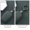 Leather Car Remote Key Case Cover Shell For Toyota Prius Camry Corolla Chr C-Hr Rav4 Land Cruiser Prado Key Protective Keychain