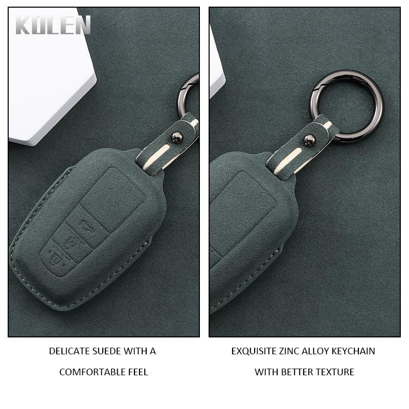 Leather Car Remote Key Case Cover Shell For Toyota Prius Camry Corolla Chr C-Hr Rav4 Land Cruiser Prado Key Protective Keychain