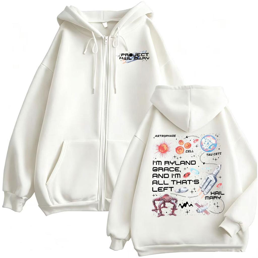 Komik Hayran Bırakan Roket Rocky Proje Hail Mary Fermuarlı Kapüşonlular Unisex Moda Mizah Sevimli Ceket Sweatshirt Montlar
