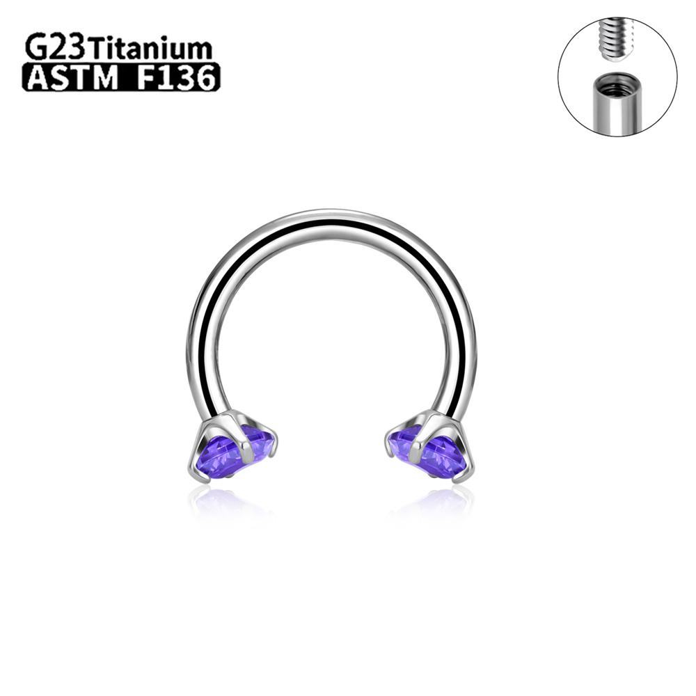1/5/50Pcs G23 Titanium ASTM-F136 Piercings Nose Ring Internal Thread C Rod Zircon Body Jewelry For Women