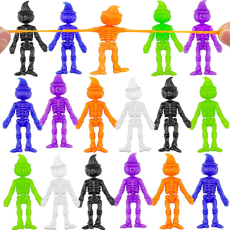 

12/24 шт. Хэллоуин TPR Растягивающийся Тыква Скелет Смешные Снятие Стресса Липкие Игрушки Детские Сувениры для Хэллоуинской Вечеринки Угощение или Гадость Подарок 12Pcs