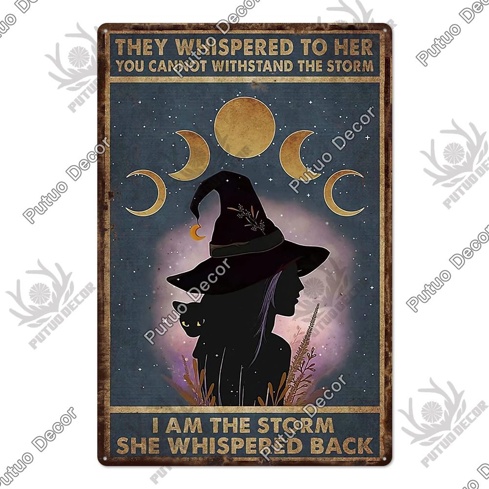 Putuo Decor Halloween Vintage Tin Signs Plaque Metal Plate Retro Poster Wall Art Decoration for Home Bar Living Room Door Yard