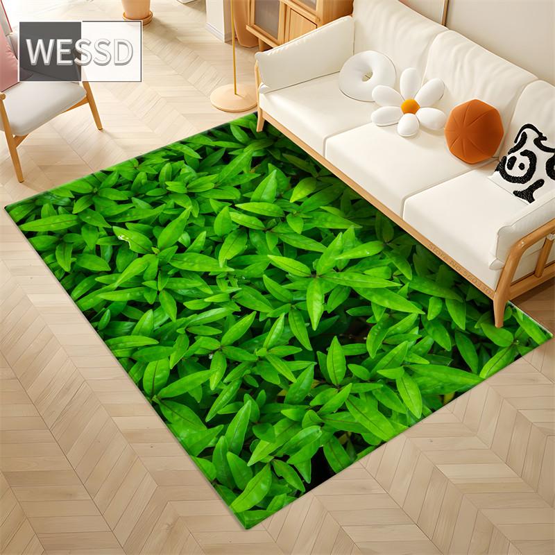 Grüne Blätter 3D Matte für Wohnzimmer weichen Teppich für Schlafzimmer waschbare Anti-Rutsch-Bodenteppich Küche Badezimmer Matte Fußmatte Nordic