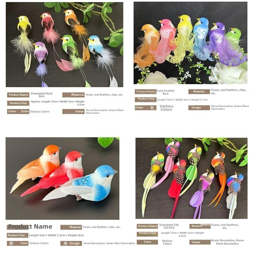 Colorful Simulation Birds Photography Props with Clip Decorative Fake Bird Home Decor Landscape Decoration Birds Model