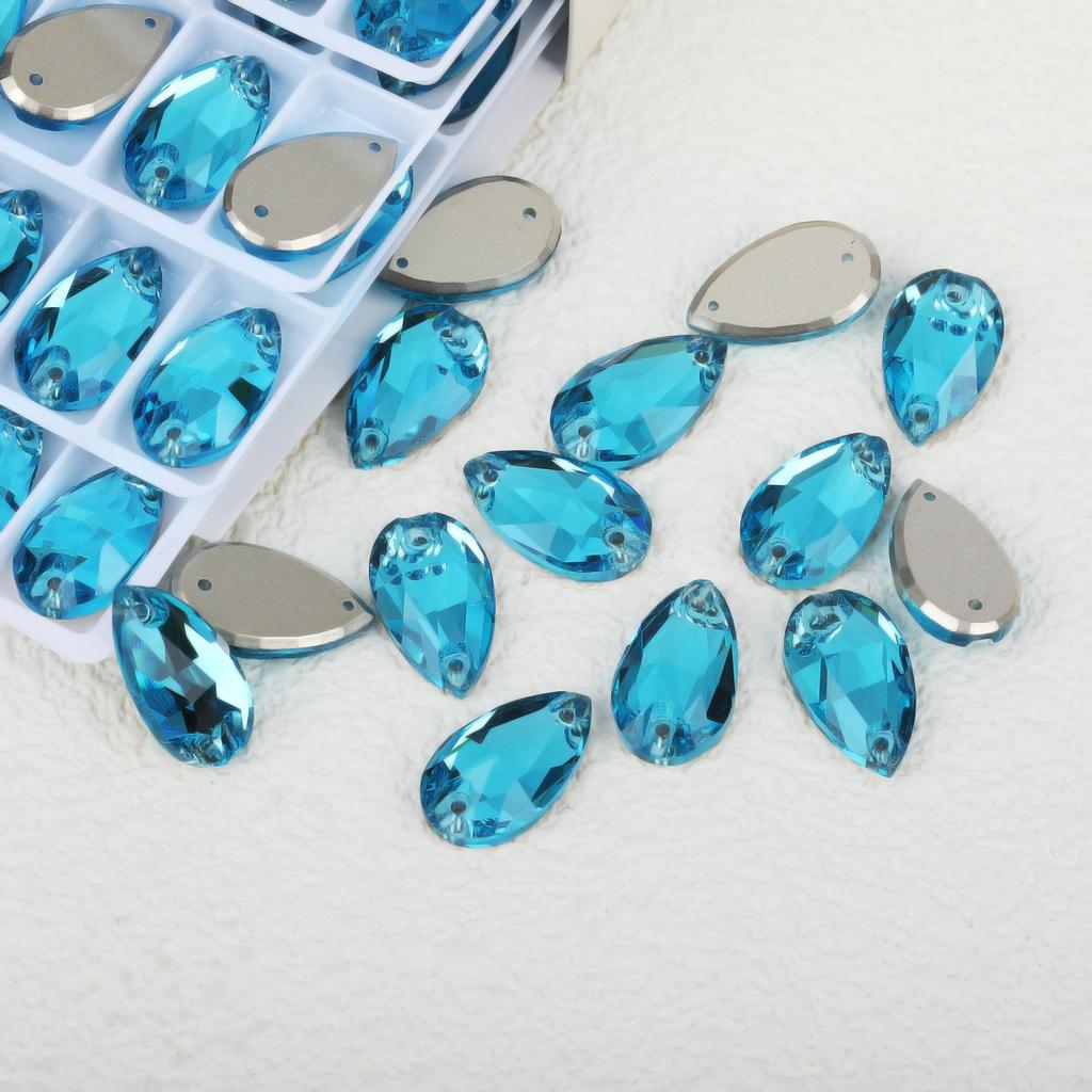 K9 Weichen Glass Boutique Hand-Sewn Drill Flat Bottom Double Hole Water Drop Flat Buckle Ab Special-Shaped Colored Diamond Diy/Double Hole Gem Drill